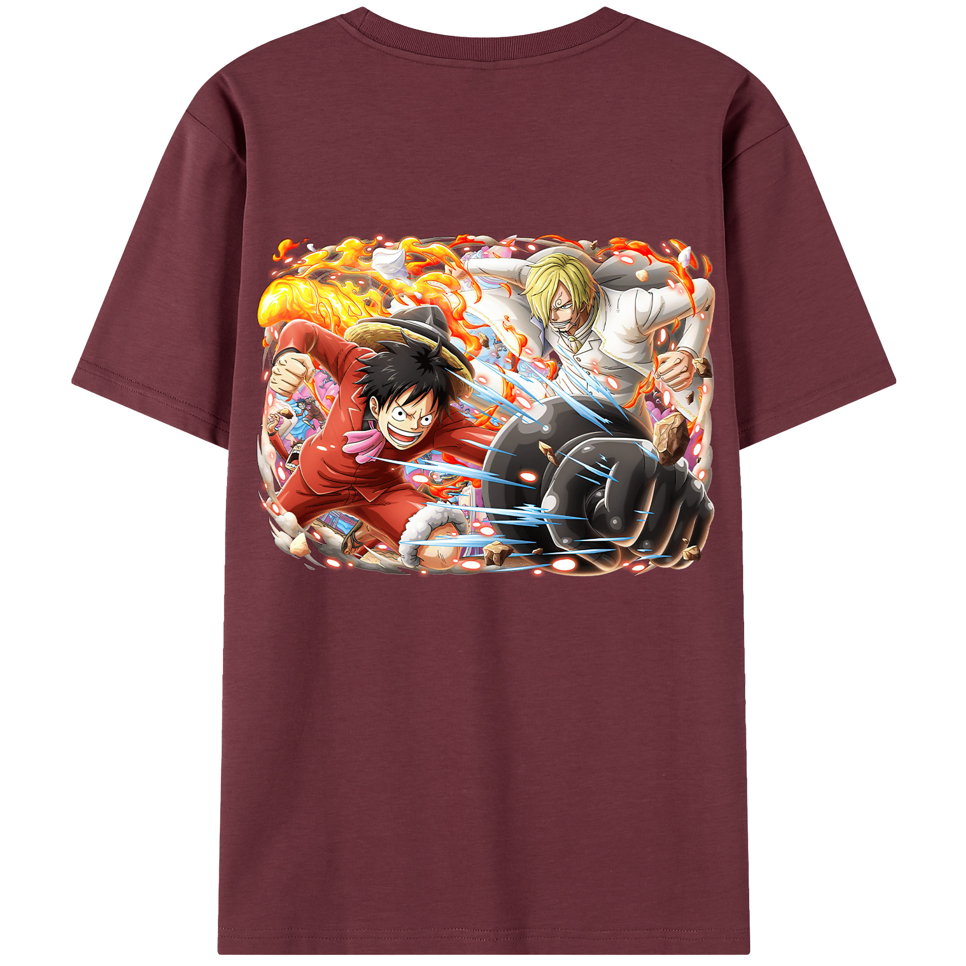 ワンピース モンキー・D・ルフィ ONE PIECE Monkey D. Luffy 綿100％半袖Tシャツ（背面プリント）